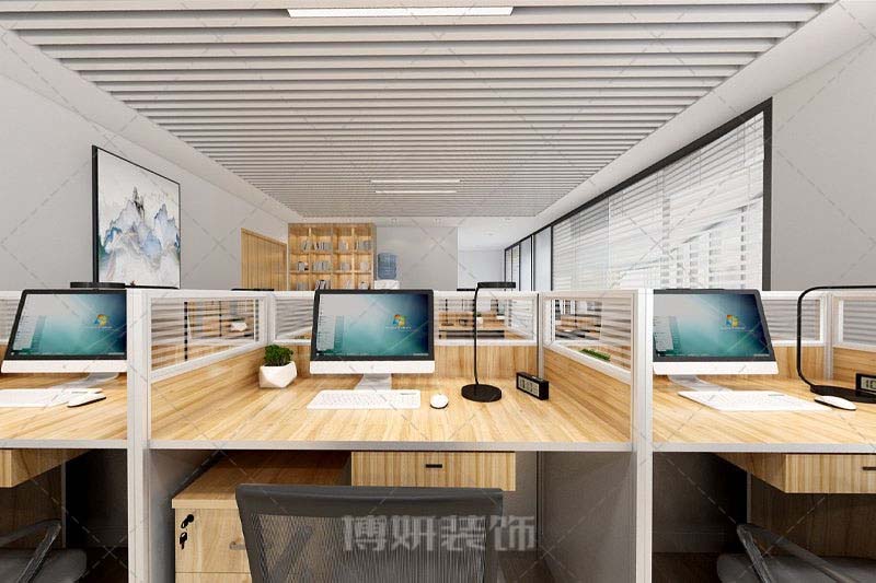 南京原木纯粹办公室装修设计方案效果图-南京沙巴足球工装公司