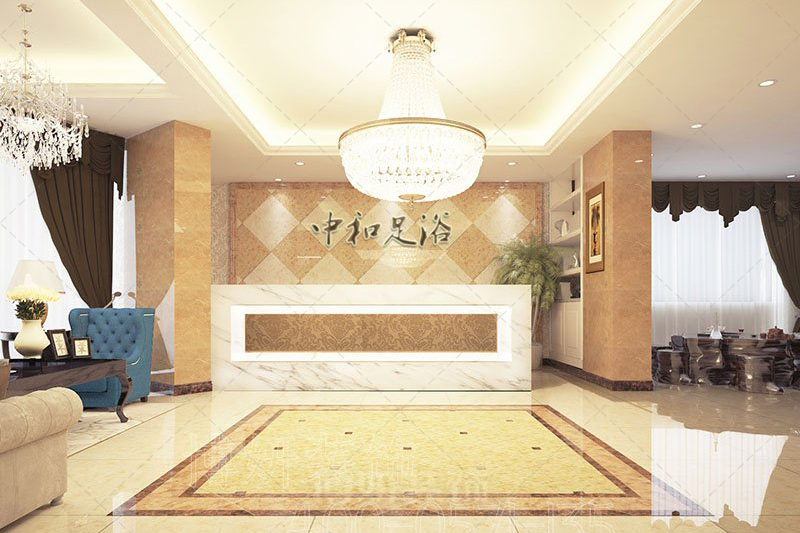 南京欧式精美足浴会所装修设计方案效果图-南京沙巴足球工装公司