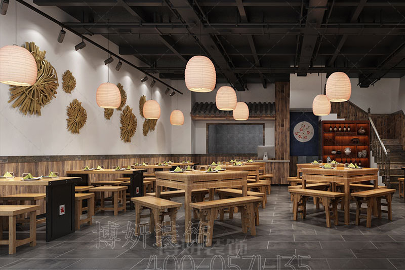 南京特色中式餐厅装修设计方案效果图