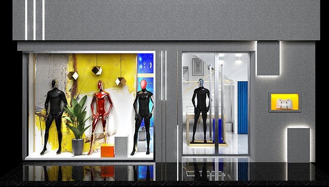 南京高端潮流风男装店装修设计方案效果图-南京沙巴足球装饰公司